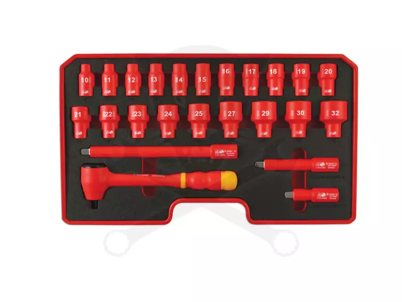 Dugókulcs készlet VDE 1000 V Szigetelt/Hibrid szerszám készlet1/2" 24 db-os