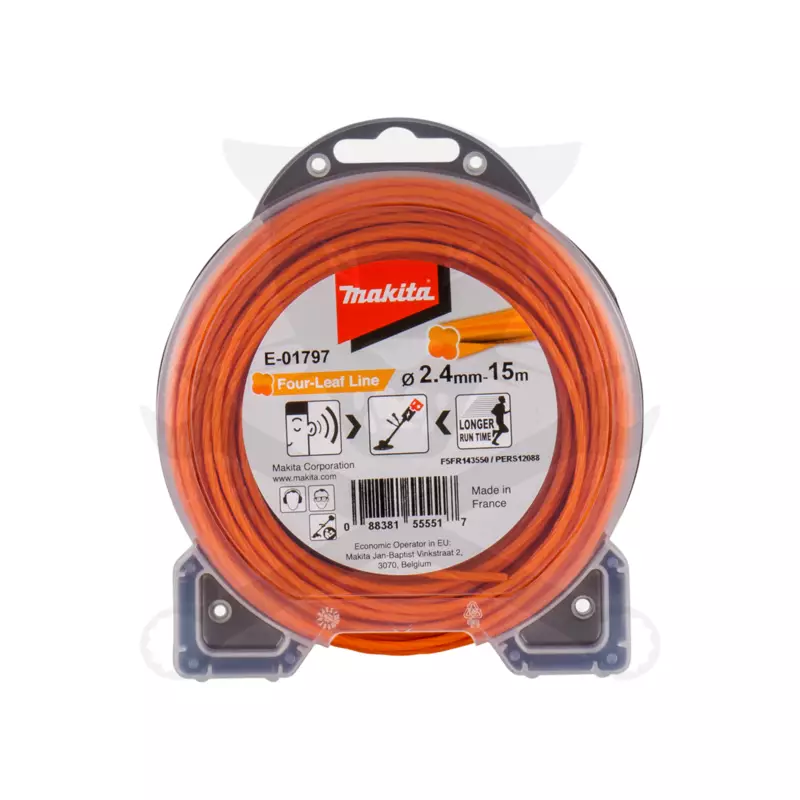 Fűkasza damil 2.4 mm x 15 méter RT Négylevelű profil Narancs - Makita