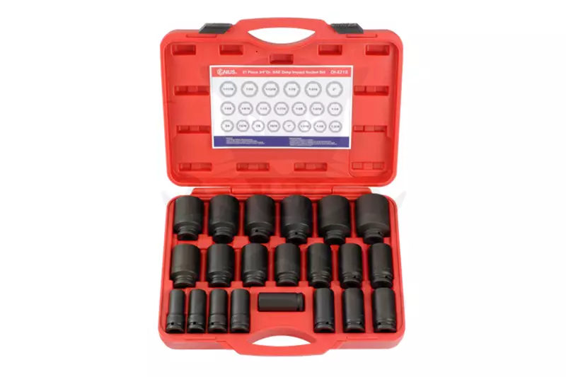 Légkulcsfej készlet 3/4" 21 db-os COLOS 3/4" - 2" 6 lapú hosszú - Genius