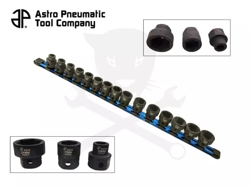 Légkulcsfej készlet 1/2" 15 db 10-24 mm metrikus - extra alacsony - Astro