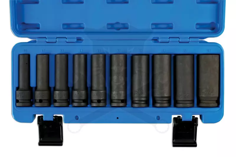 Légkulcsfej készlet 1/2" 10-24 mm metrikus hosszú 12 l. 10 db-os - TS20