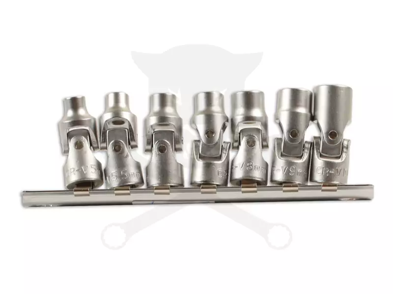 Dugókulcs - crowafej készlet 1/4" 6 lapú CSUKLÓS 7 db-os 5-10 mm -TS20