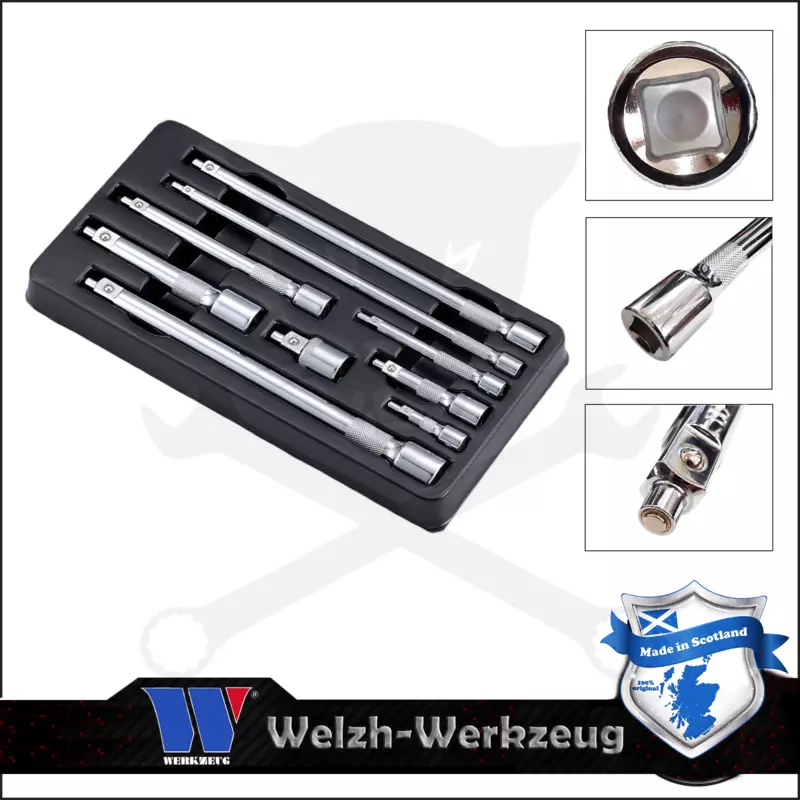 Tálcás toldószár készlet mágnesesfejű 9 db-os 1/4" , 3/8" , 1/2" Welzh