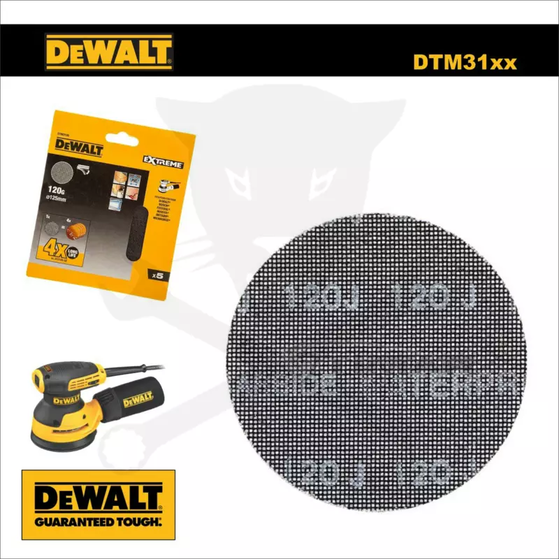 Csiszolólap, hálós 125 mm - Szemcse: 240G - 5 db DeWalt
