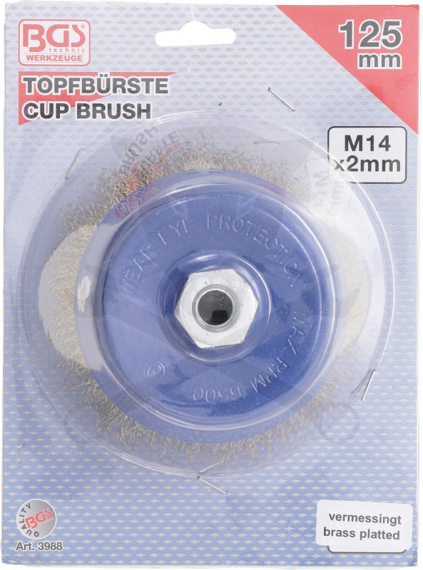 Drótcsiszoló fazékkefe 125 mm Acél  M14  x 2.0 menet - sarokcsiszolóhoz