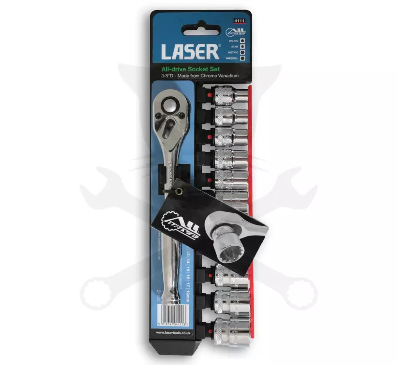 Dugókulcs készlet Gear Lock - Alldrive 3/8" 11 db+1 db racsnis hajtó-TS20