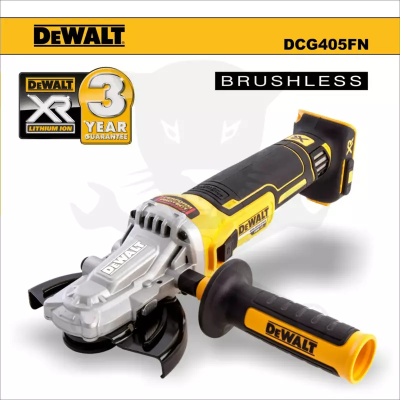 Sarokcsiszoló, akkus 18V 125 mm laposfejű - akku nélkül - DeWalt