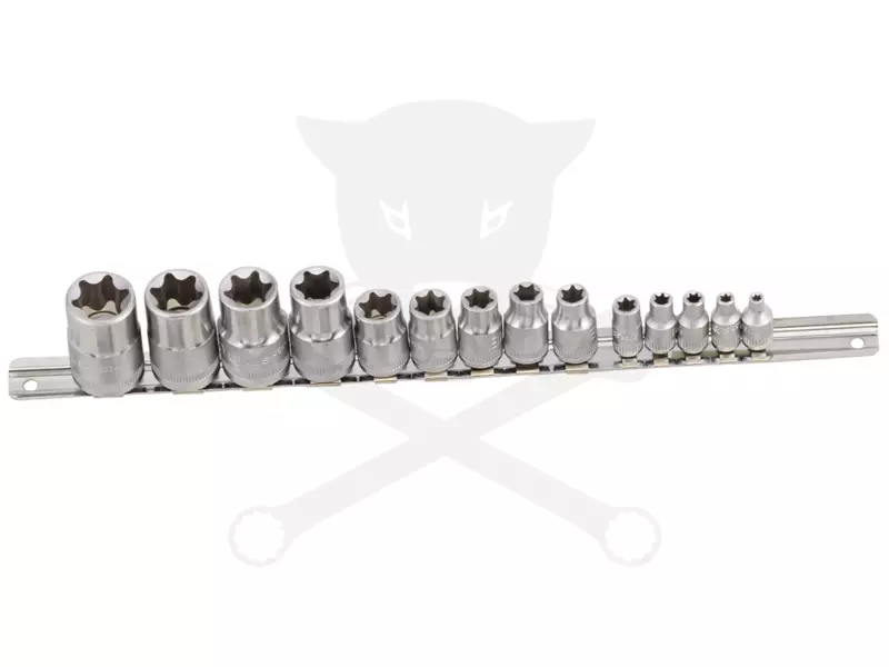 Dugókulcs - crowafej készlet 1/2"-3/8"-1/4" belső E-torx 14 db-os E4-E24