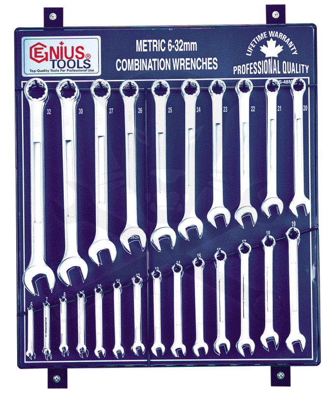 Csillag-villáskulcs készlet 48 db-os /2x24 db/ fali fém - Genius
