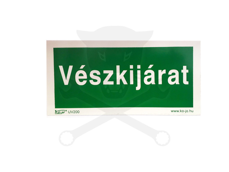 Tábla utánvilágítós öntapadós Vészkijárat 200x100 UV200