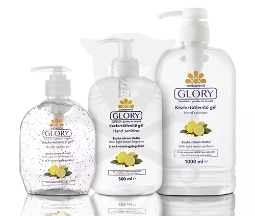 Kézfertőtlenítő gél - antibakteriális - 500 ml - PUMPÁS - Glory Citrom