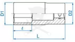 Dugókulcs - crowafej 1/2" 6 lap hosszú 41 mm KingTony