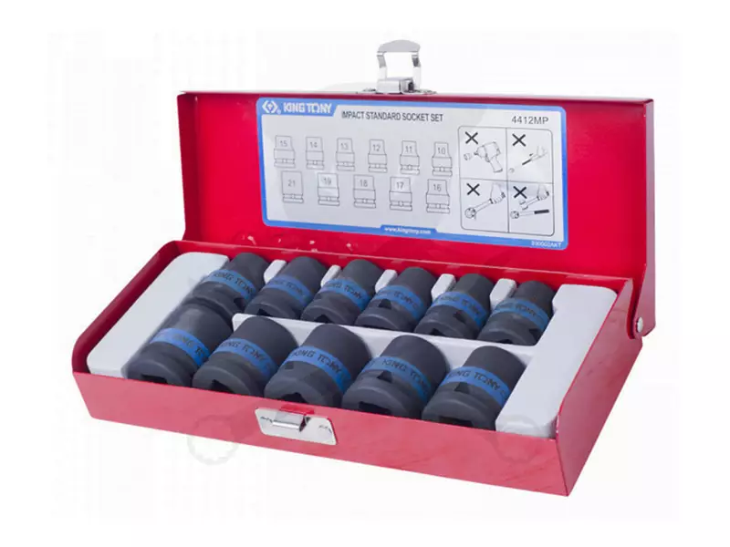 Légkulcsfej készlet 1/2" 11 db 10-21 mm metrikus rövid Kingtony
