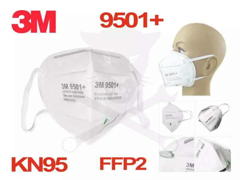 Arcmaszk - szájmaszk 3M - FFP2 - KN95 szelep nélkül - fülpánt  RAKTÁRON !