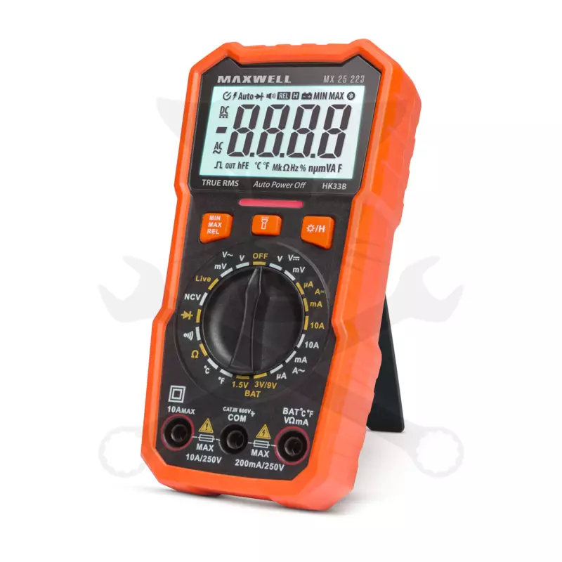 Multiméter, digitális DC 600V / AC 600V + Hőmérő és Elem teszter