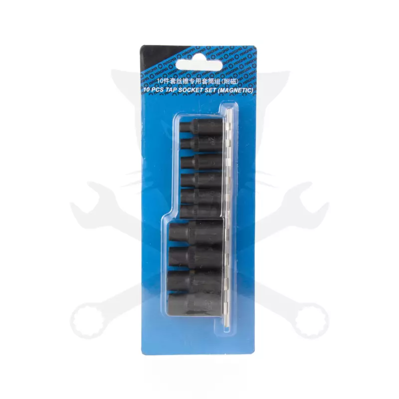 Adapter készlet menetfúrókhoz 10 db-os 4 lapú M1.5-M12 -mágneses