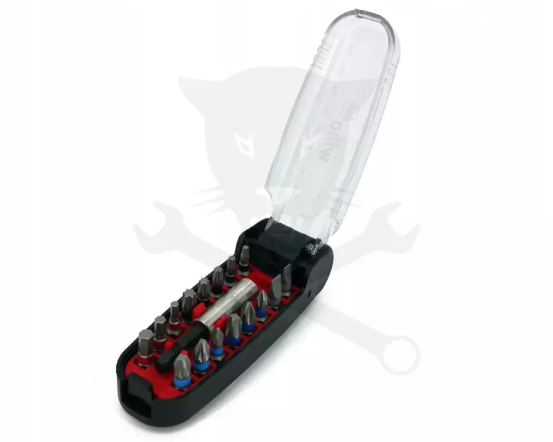 Bit készlet 17 db-os vegyes + 1/4" adapter CroCo markolat dobozban