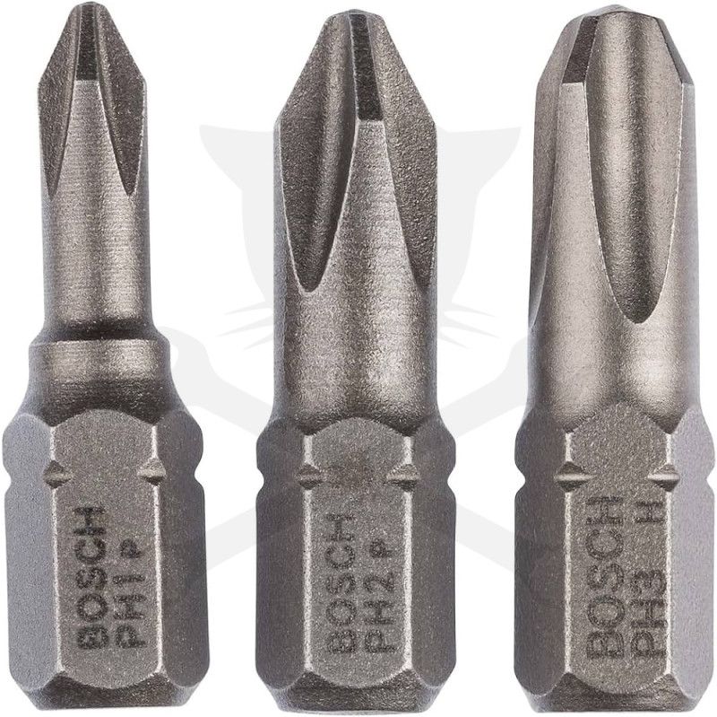 Bithegy, gépi készlet 3 darabos - PH1-PH2-PH3 x 25 mm - Bosch