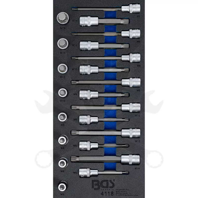 Tálcás BGS Bit spline készlet  22 db-os 1/3 - EVA tálcás