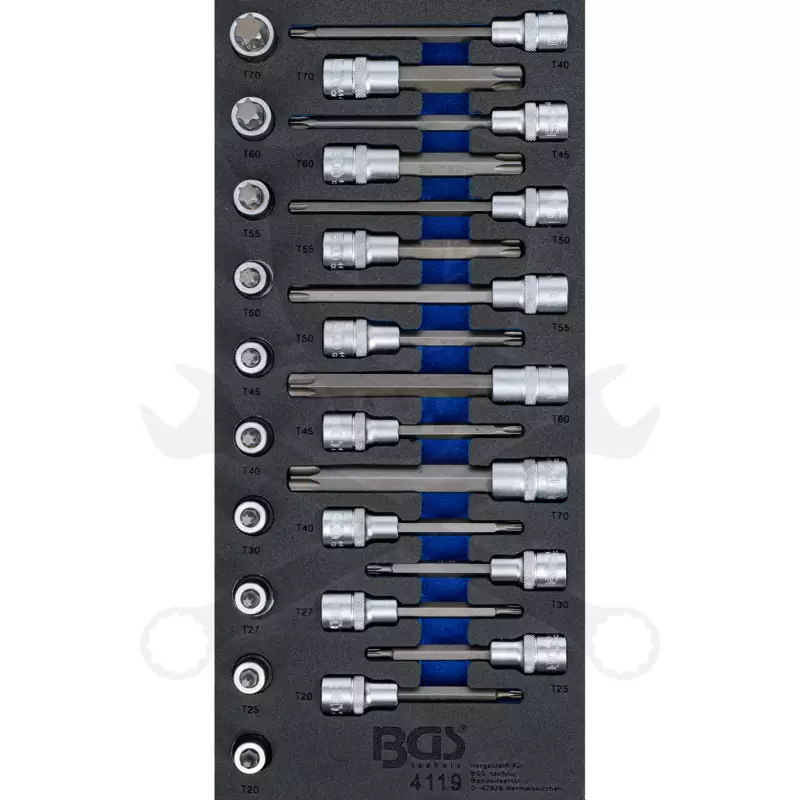 Tálcás BGS Bit torx készlet 26 db-os 1/3 - EVA tálcás