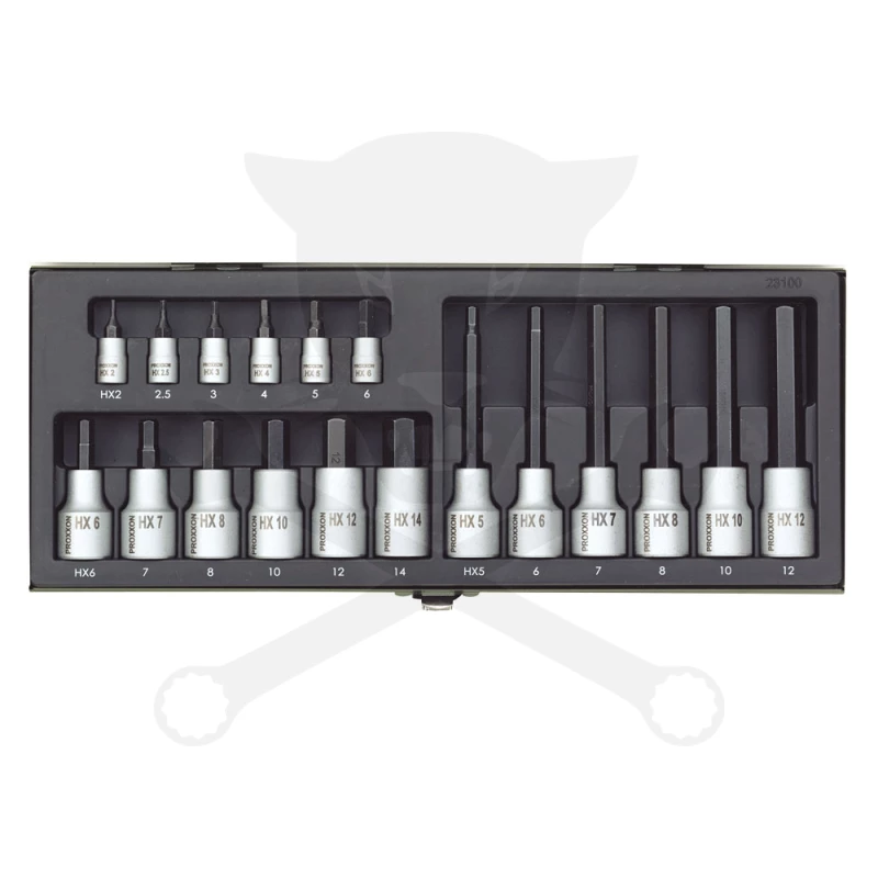 Rátűzőkulcs - crowa+bit 1/4"-1/2" torx készlet 18 darabos - Proxxon (23.100)