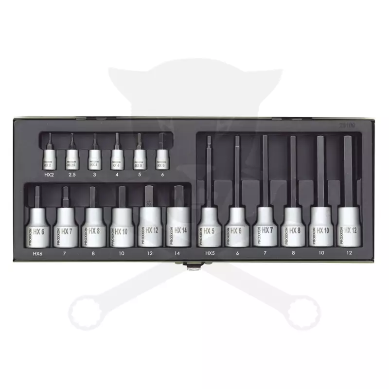 Rátűzőkulcs - crowa+bit 1/4"-1/2" torx készlet 18 darabos - Proxxon (23.100)