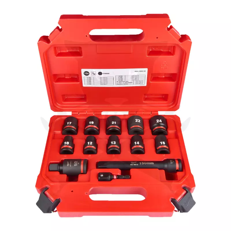 Dugókulcs - crowafej készlet 1/2" 6 lap 10-24 mm normál 13 db SHOCKWAVE (493248045)