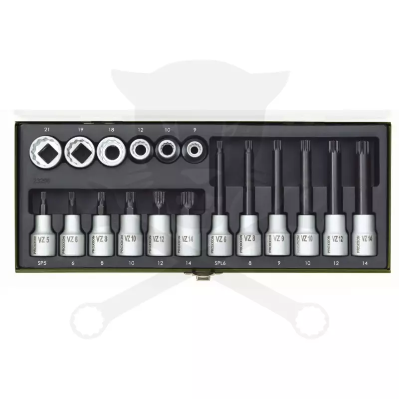 Rátűzőkulcs - crowa+bit 1/2" XZN - készlet 18 db-os - Proxxon