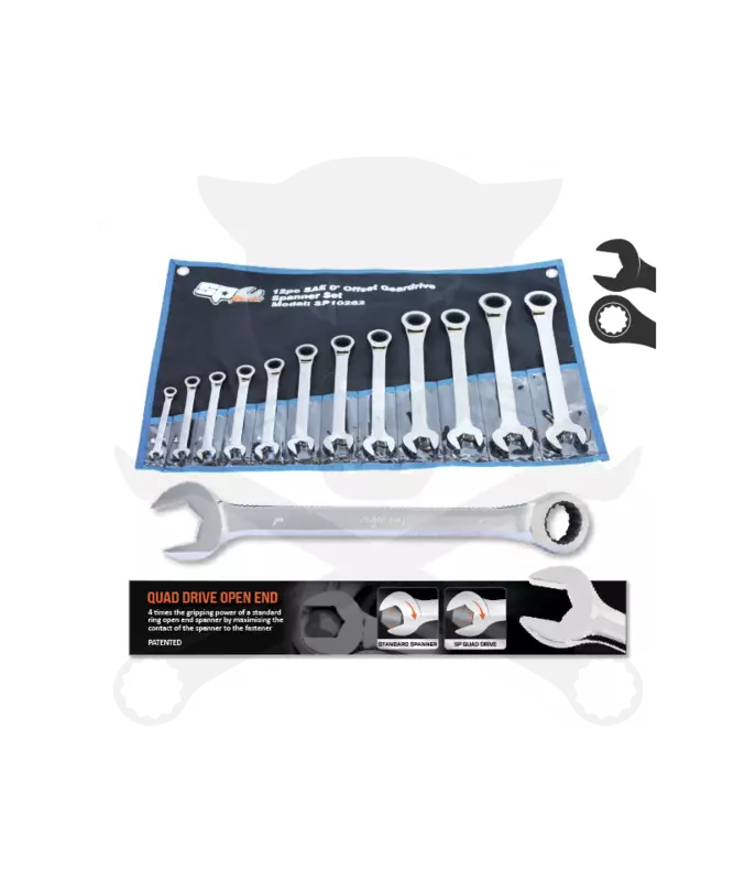 Csillag-villás racsnis készlet 12 db-os COLOS 5/16"-1" QUAD DRIVE SP