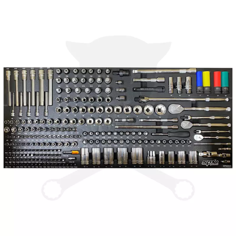 Szerszámos kocsi gyári-felszerelt 411 db-os 13 fiók TECH S. - SP Tools