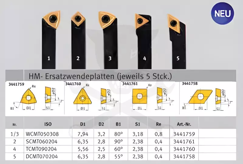 Esztergakés készlet 5 db-os cserélhető kf. lapkákkal 8 mm - Optimum