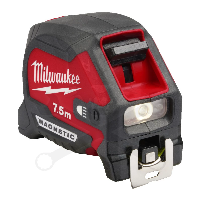 Mérőszalag   7,5 m x 30 mm gumírozott ház, LED lámpás - Milwaukee