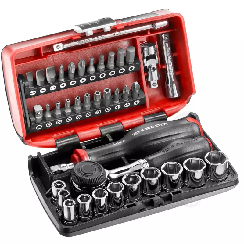 Dugókulcs és bithegy készlet 1/4" 38 részes - Facom