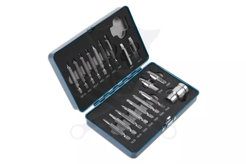 Csavarkiszedő - sérültfejű csavarokhoz Torx - HEX 19 db-os készlet -