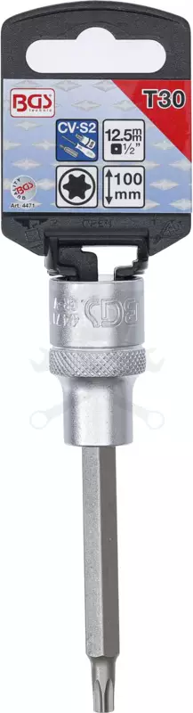 Rátűzőkulcs - crowa+bit 1/2" torx T30 hosszított - BGS