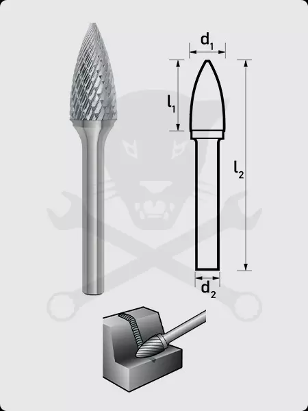 Turbómaró 10 x 20 mm csúcsíves forma, hegyes végű, SPG 1020/S6 MX