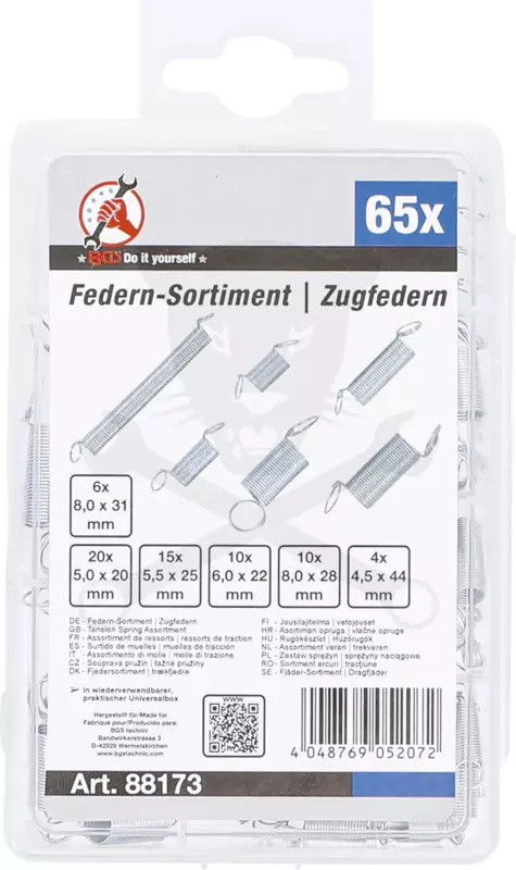 Rugó készlet  65 db-os - húzó rugók - BGS