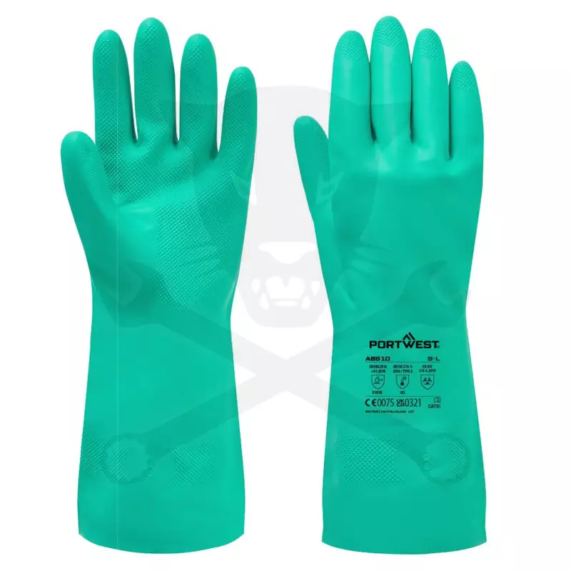 Kesztyű vegyszerálló Nitrosafe, zöld,  7/S - Portwest