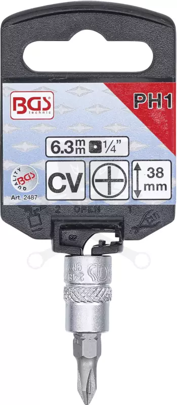 Rátűzőkulcs - crowa+bit 1/4" kereszt PH1