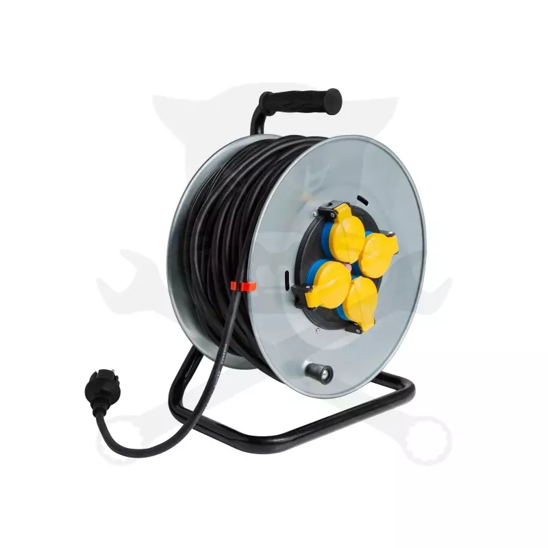 Kábeldob 50 m - IP44 gumi kábel 3 x 1.5 mm2 - 3200W - fém