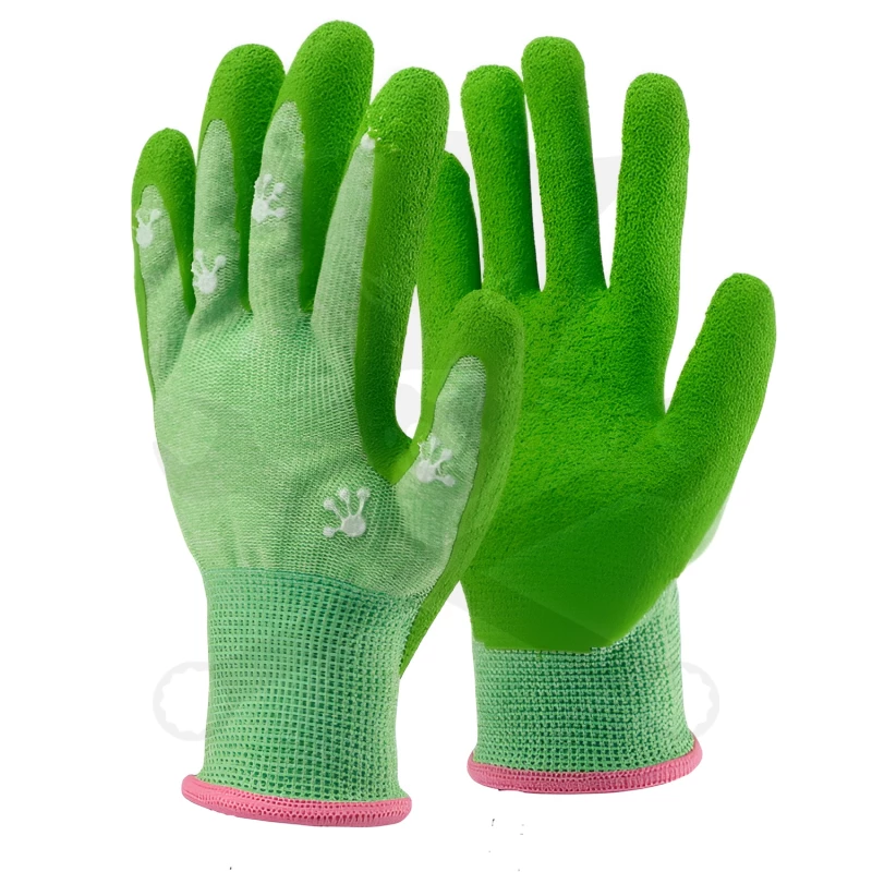 Kesztyű - gyerek, kertész - habosított latex - Békás Zöld 4/XXXS