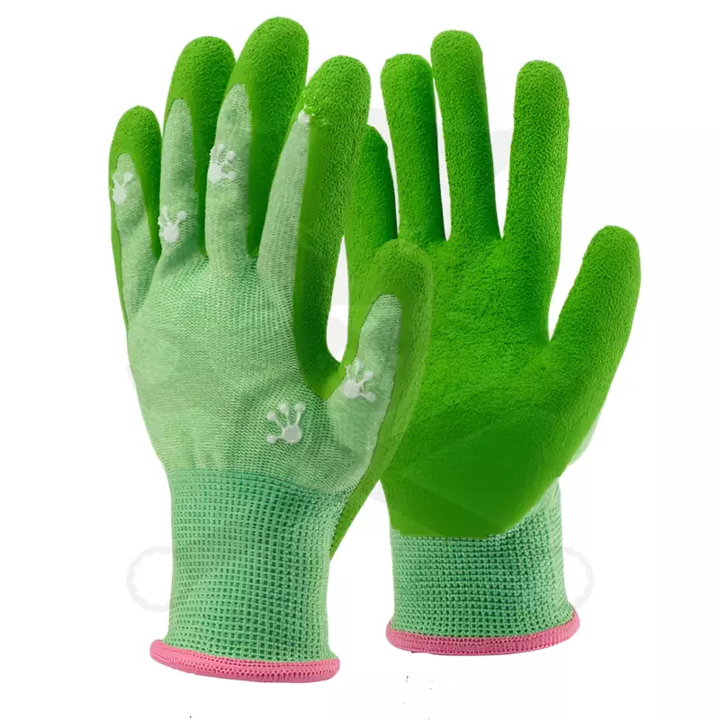Kesztyű - gyerek, kertész - habosított latex - Békás Zöld 4/XXXS
