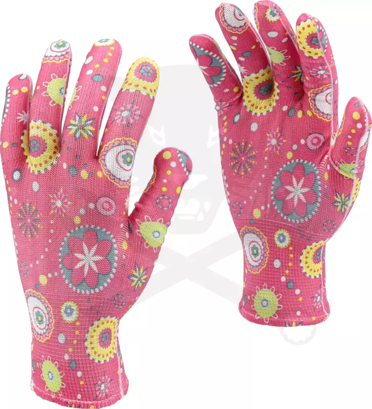 Kesztyű - kertész - polyester - rózsaszín 8/M