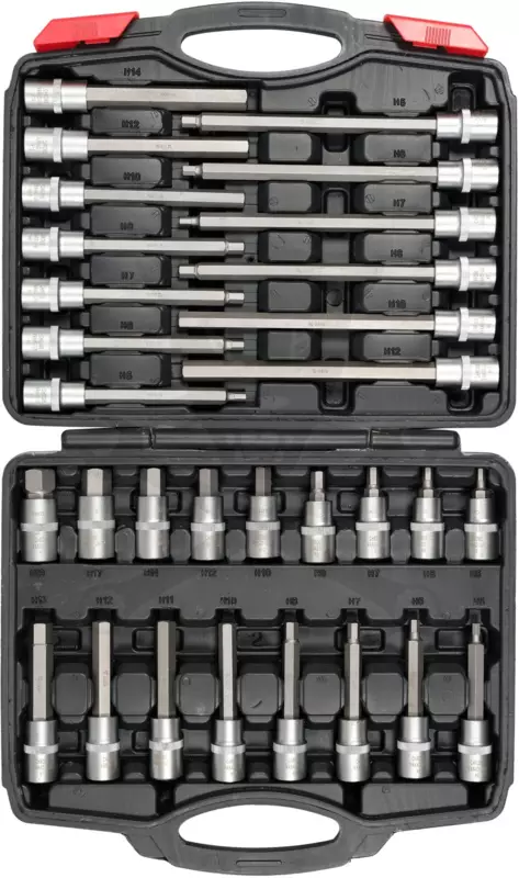 Rátűzőkulcs - crowa+bit készlet 1/2" imbusz 5-19 mm 30 db-os - Yato