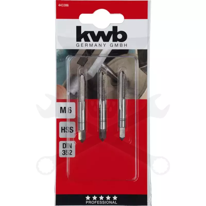 Menetfúró kézi készlet M06 x 1.0 - 3 db-os HSS - KWB