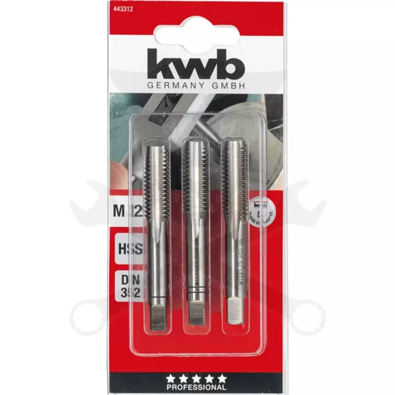 Menetfúró kézi készlet M12 x 1.75 - 3 db-os HSS - KWB