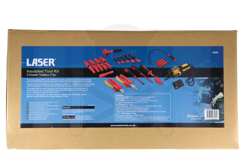 Szerszámkészlet Szigetelt/Hibrid VDE 1000 V 27 db-os készlet 3/8" Laser