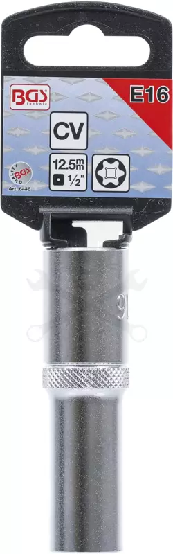 Dugókulcs - crowafej 1/2" belső torx hosszított E16 BGS