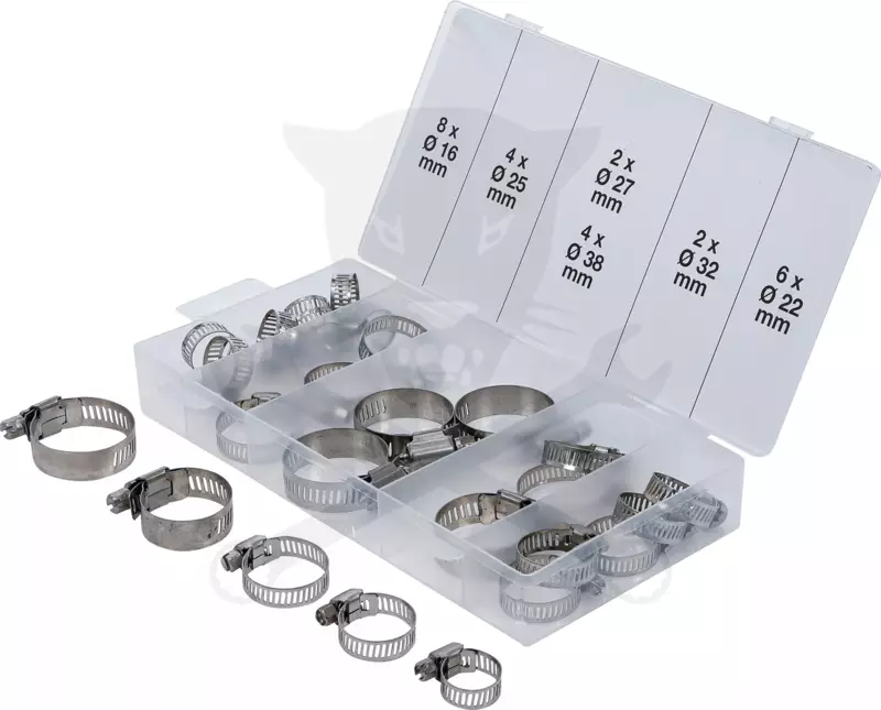 Bilincs készlet 26 részes rozsdamentes INOX átmérők:16-22-25-27-32-38 mm