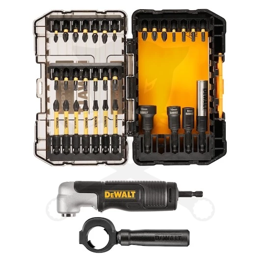 Bit készlet 33 db-os + 1/4" sarokcsavarozó adapter McLaren - Dewalt